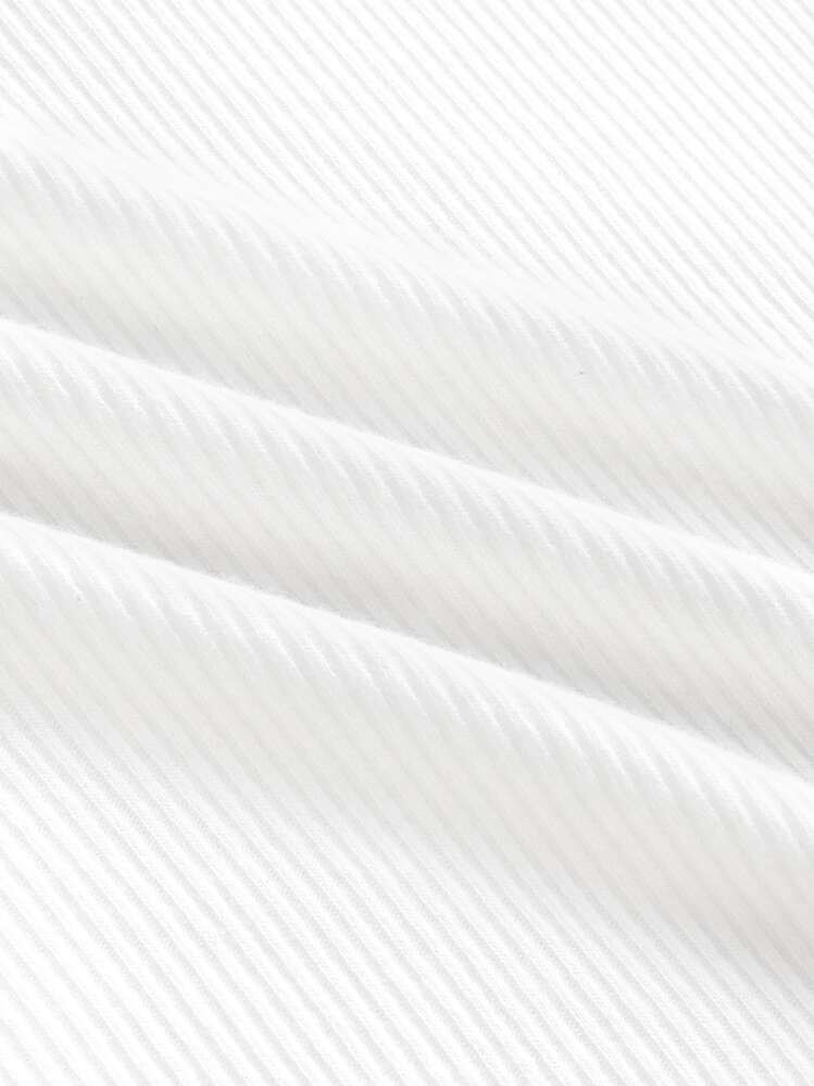 Muchica Asymmetrical Neck Cold Shoulder Rib-knit Top - White - View 4