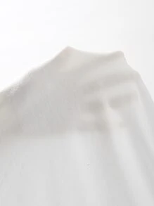 Muchica Asymmetrical Neck Cold Shoulder Rib-knit Top - White - View 7