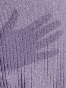 SHEIN Essnce 羅紋長袖中長T恤 - 紫丁香色 - 查看 5