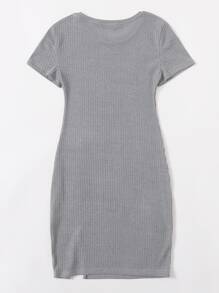 SHEIN Essnce Đầm Chia màu trơn Giải trí - Xám - Xem 2