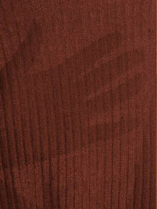 SHEIN EZwear Vestido ajustado tejido de canalé ribete en forma de lechuga unicolor - Óxido marrón - Ver 6