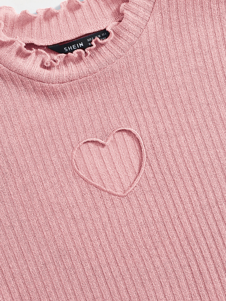 Muchica Áo thun Cắt ra màu trơn Giải trí - Màu Hồng baby - Xem 5