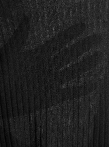 SHEIN EZwear Top tejido de canalé ribete en forma de lechuga unicolor - grande - Negro - Ver 6