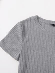 SHEIN Essnce Đầm Chia màu trơn Giải trí - Xám - Xem 4