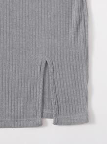 SHEIN Essnce Đầm Chia màu trơn Giải trí - Xám - Xem 5