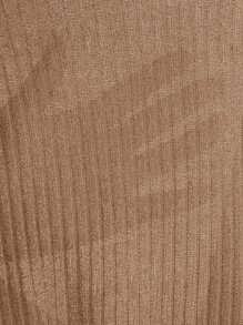 SHEIN EZwear Solid Crop Rib-knit Tank Top - Khaki - View 6