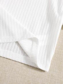 Muchica 2 Packs Women Solid Color Rib-Knit Tee - Blue and White - View 4