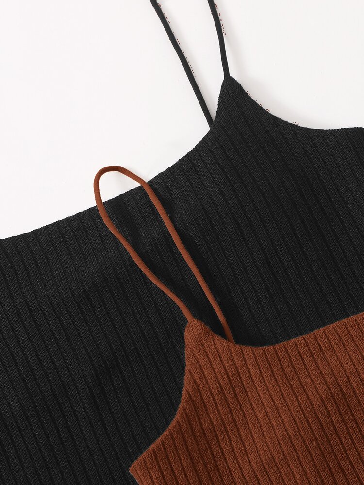 SHEIN Essnce 2 Packs Rib-Knit Cami Top - Multicolor - View 4
