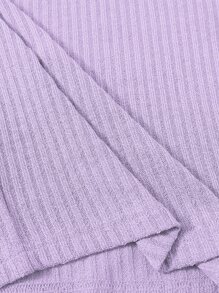 SHEIN EZwear Camiseta sin mangas de canalé liso - Lila Púrpura - Ver 5