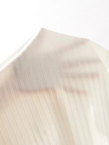 SHEIN EZwear 前紐扣生菜邊羅紋針織t恤 - 白色 - 查看 6