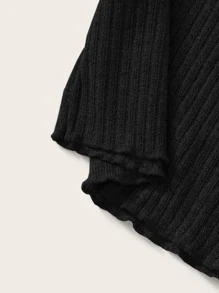 Muchica Top tejido de canalé ribete en forma de lechuga - Negro - Ver 5