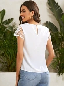 SHEIN LUNE Áo sơ mi Nút màu trơn Giải trí - trắng - Xem 2