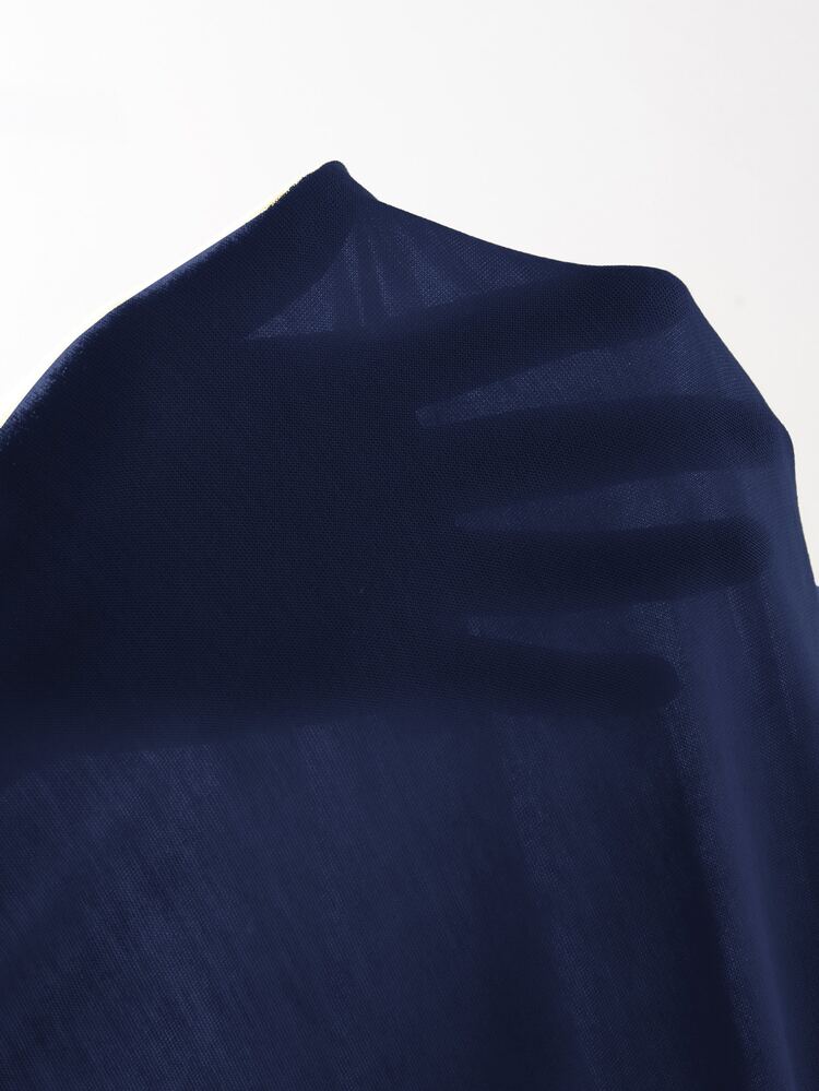 SHEIN LUNE Solid Cut-out Top - Navy Blue - View 6