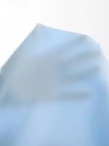 SHEIN Privé V-neck Shirred Button Detail Top - Baby Blue - View 6