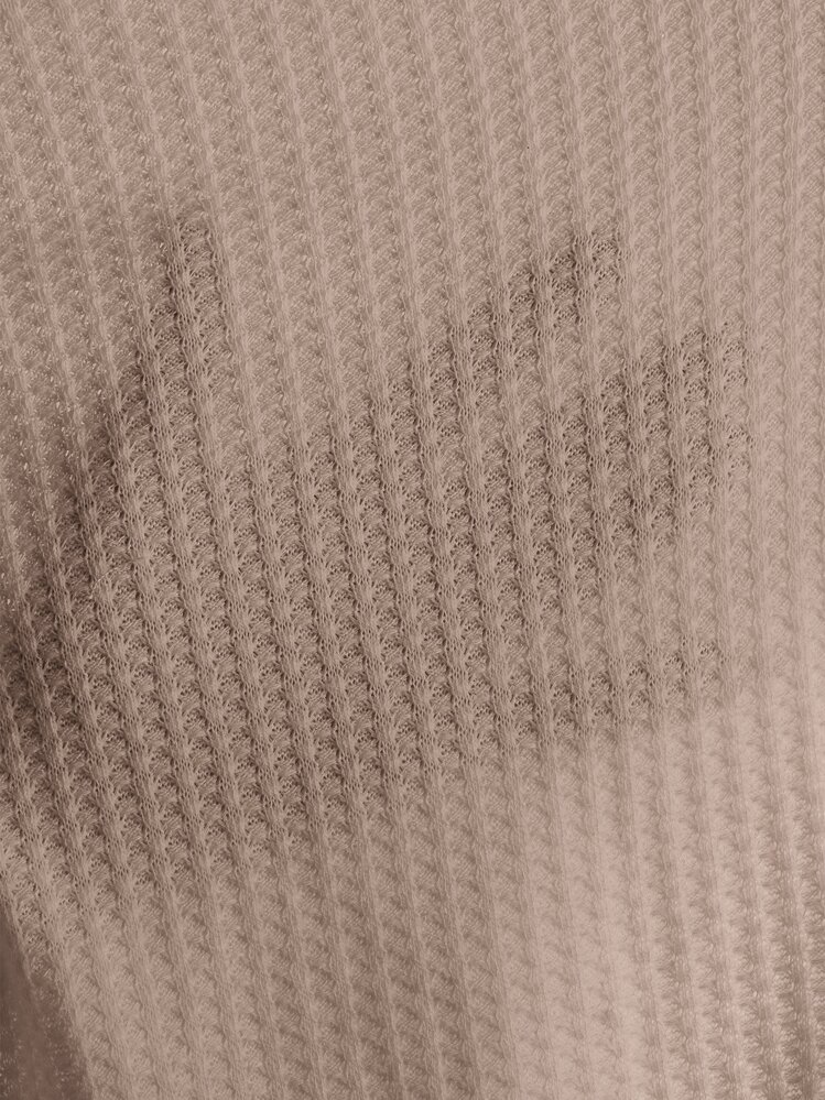 SHEIN LUNE Waffle Knit Waterfall Cardigan,Long Sleeve Tops - Mocha Brown - View 6