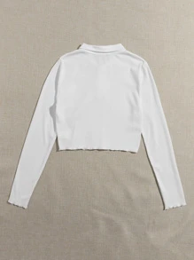 SHEIN EZwear Franzido Canelado Camiseta Polo