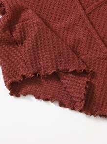 SHEIN EZwear 交叉領生菜邊T恤 - 鏽棕色 - 查看 5