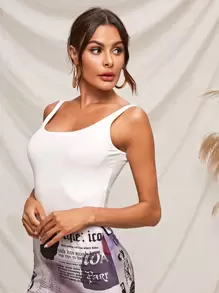 SHEIN Essnce Solid Tank Top - White - View 5