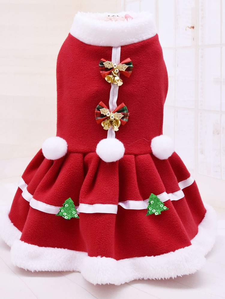 Christmas 1pc Tree Decor Pet Dress - Red - View 1