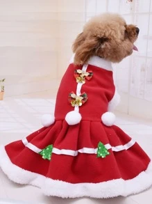 Christmas 1pc Tree Decor Pet Dress - Red - View 5