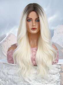 Haircube 28 Inch Đen Trắng Gradient Màu Vàng Xoăn Dài Xoăn Đẹp Duyên Dáng Thời Trang Quyến Rũ Bộ Tóc Giả Tổng Hợp Dành Cho Nữ - Nhiều màu - Xem 1