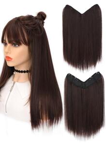 Clip In Long Medium Synthetic Hair Extension - Dark Brown - View 1