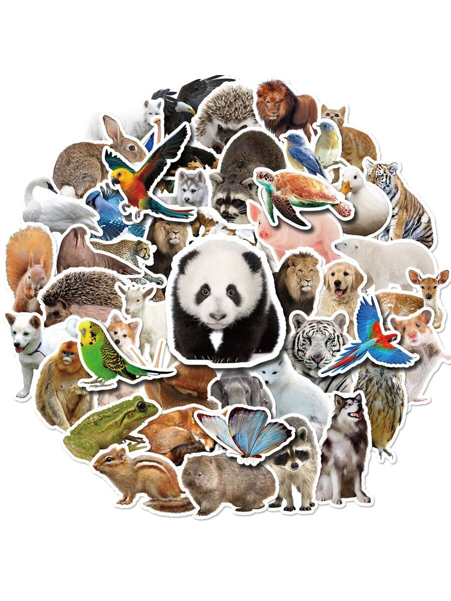 50pcs Animal Pattern Sticker - Multicolor - View 1