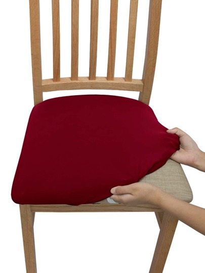 1/4/6/8/10pcs Plain Stretch Chair Seat Covers