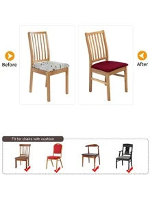 1/4/6/8/10件普通弹力椅套 - 酒紅色 - 查看 6