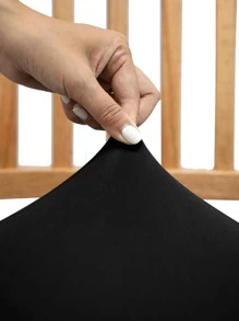 1/4/6pcs Solid Color Stretch Dining Chair Seat Covers - Black - View 4