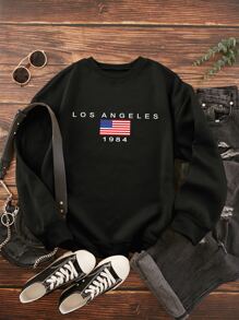 INAWLY Quần áo thể thao nữ Lá thư Lá cờ Giải trí - màu đen - Xem 1