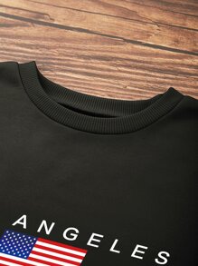 INAWLY Quần áo thể thao nữ Lá thư Lá cờ Giải trí - màu đen - Xem 4