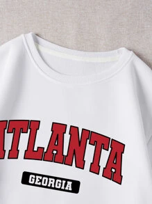 SHEIN EZwear Quần áo thể thao nữ Lá thư Giải trí - trắng - Xem 4