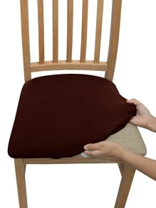 1/4/6/8/10 piezas Fundas elásticas de unicolor para cojín de asiento de silla - Marrón - Ver 1