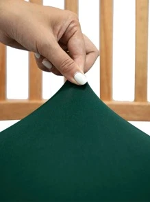 1/4/6pcs Solid Color Elastic Chair Seat Covers - Dark Green - View 6