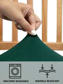 1/4/6pcs Solid Color Elastic Chair Seat Covers - Dark Green - View 7