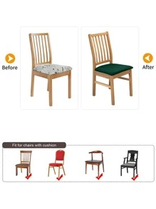 1/4/6pcs Solid Color Elastic Chair Seat Covers - Dark Green - View 5