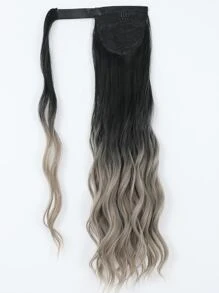 ZURO Long Curly Ponytail Synthetic Hair Extension - Ombre - View 4