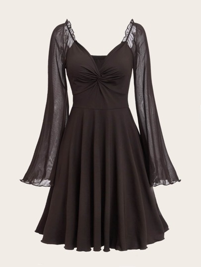 Fairycore فستان ملفوفة اكمام منتفضة