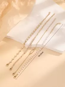 4pcs Khối Zirconia  & Đồ trang trí Ngọc Trai giả Vòng tay - Nhiều màu - Xem 3