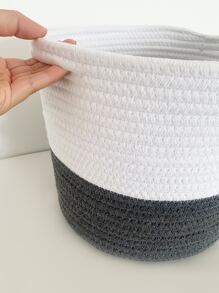 1pc Two Tone Woven Desktop Storage Basket - Multicolor - View 2