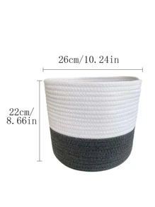 1pc Two Tone Woven Desktop Storage Basket - Multicolor - View 3