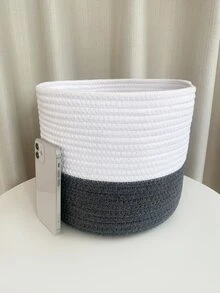 1pc Two Tone Woven Desktop Storage Basket - Multicolor - View 5