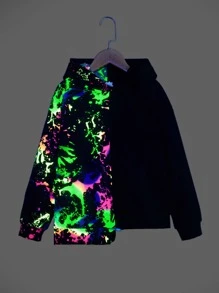 SHEIN Tween Girl Reflective Splash Ink Print Sweatshirt - Black - View 1