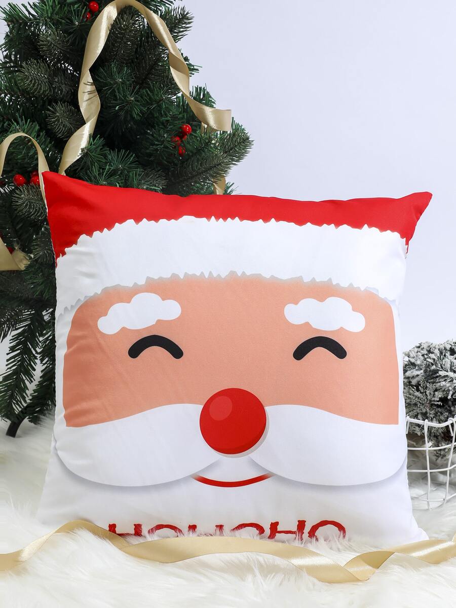 Christmas Santa Claus Pattern Cushion Cover Without Filler - Multicolor - View 1