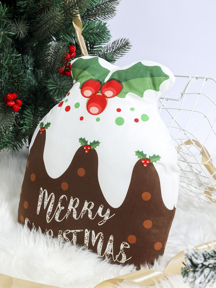 Christmas Slogan Graphic Decorative Pillow - Multicolor - View 2