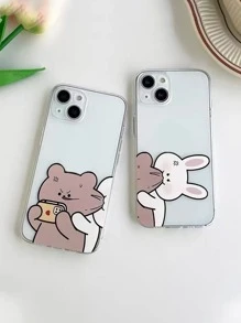 2pcs Funny Cartoon Bear Pattern Phone Case Compatible With iPhone 15/15Pro/15Plus/15Promax - Multicolor - View 2