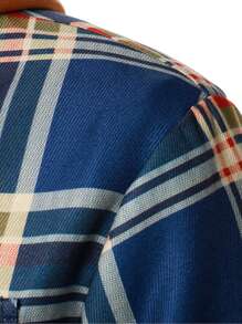 Manfinity Homme 男士格紋印花翻蓋口袋抽繩連帽外套 - 彩色 - 查看 5