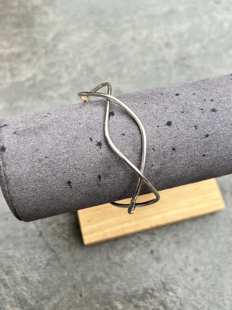 鏤空開口手鐲 - 銀色 - 查看 3