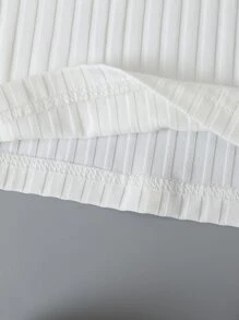 INAWLY Top tank con estampado de coche y letra tejido de canalé - Blanco - Ver 5